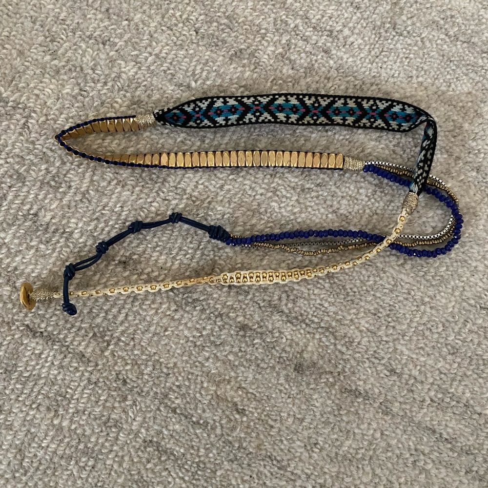 Stella & Dot Blue and Gold bohemian wrap bracelet